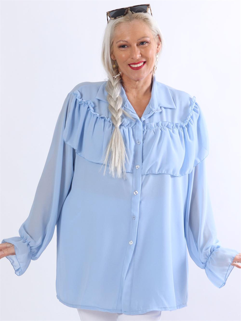 Chia - Tunika i chiffong med volanger